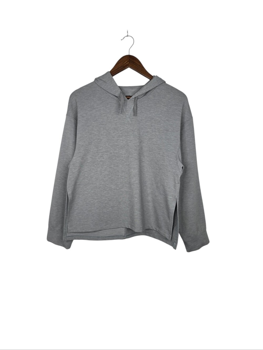 Nike Yoga Dri-FIT Women's XS Hoodie Gray Cropped Pullover Split Hem Sweatshirt